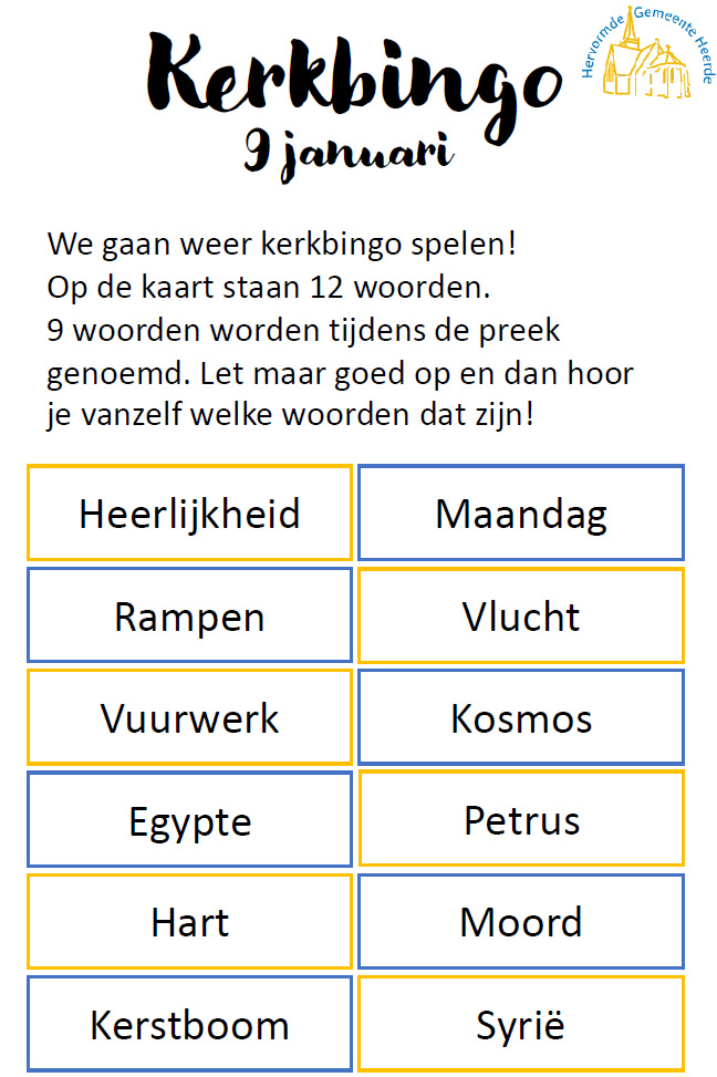 Kerkbingo 9januari